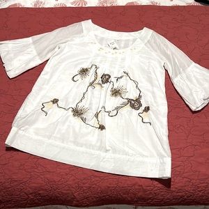 NWT White beaded top